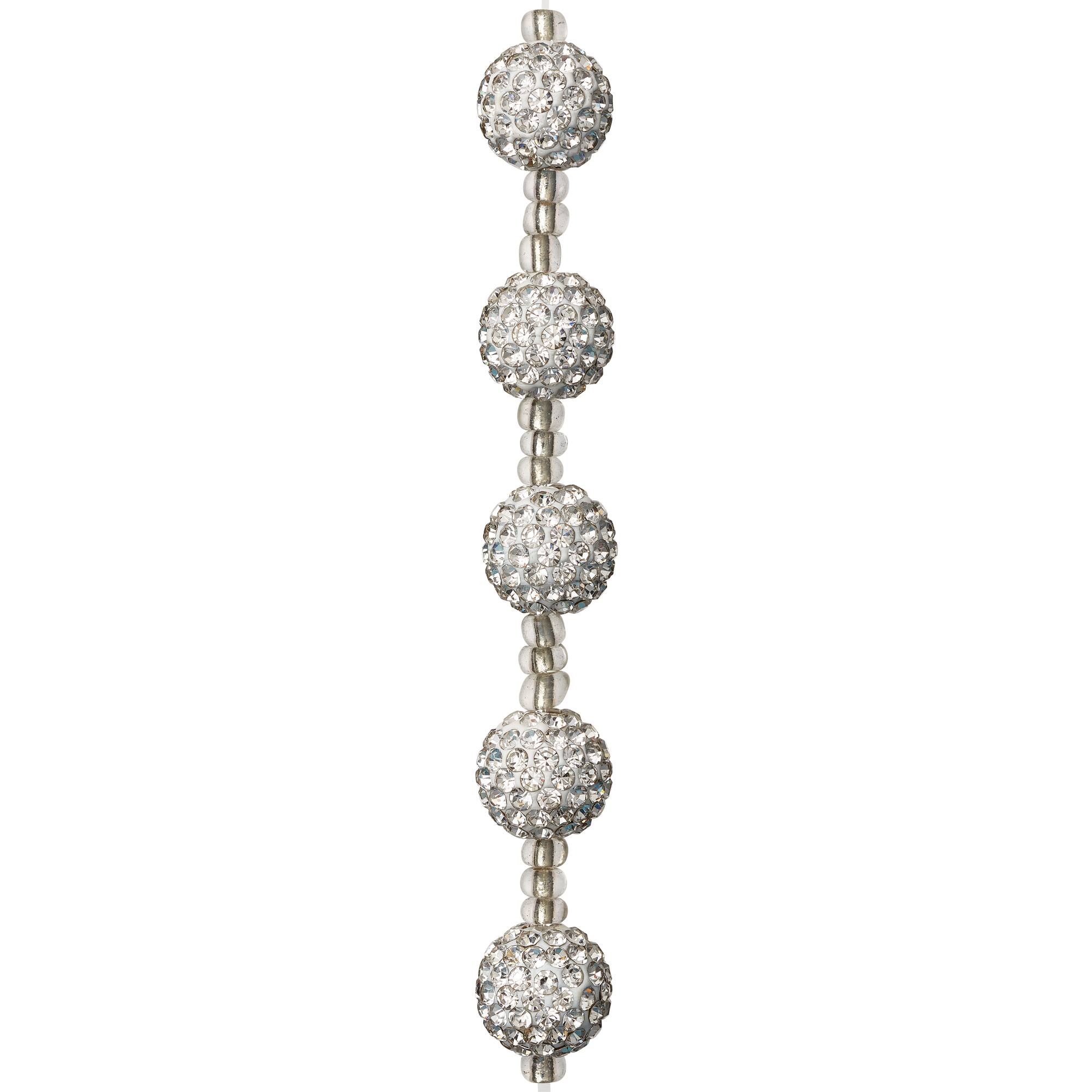 Silver Rhinestone Round Beads, 12mm by Bead Landing™
